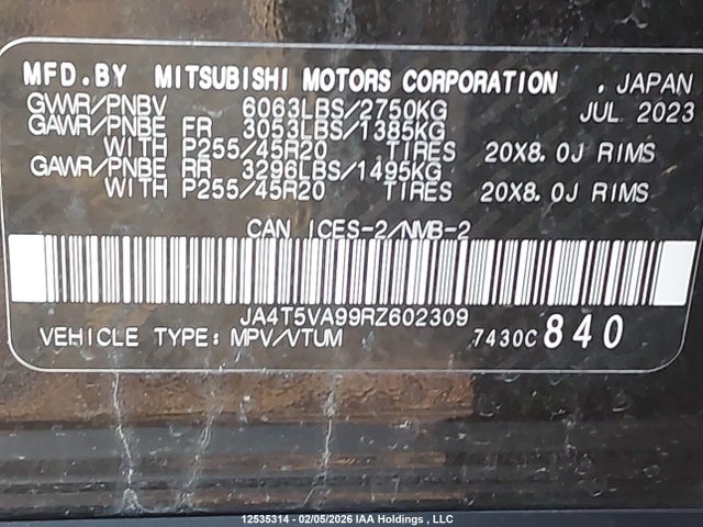 JA4T5VA99RZ602309 Mitsubishi Outlander Se/ralliart