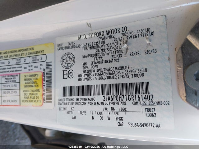 3FA6P0H71GR161402 Ford FUSION SE