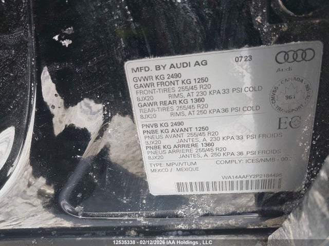 WA14AAFY2P2184495 Audi Q5