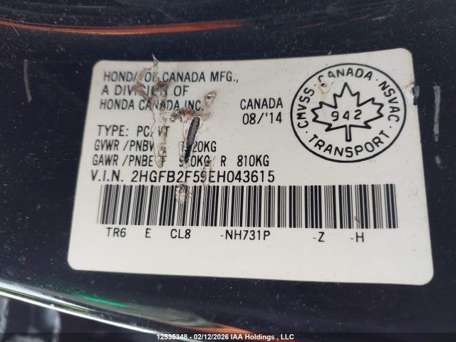 Honda Civic Lx 2014 2HGFB2F59EH043615 Image 9
