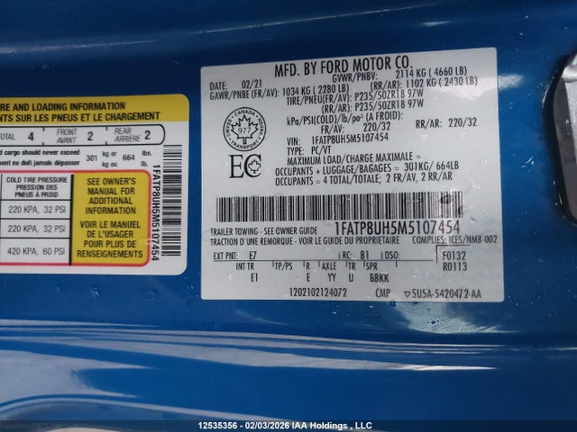 1FATP8UH5M5107454 Ford Mustang