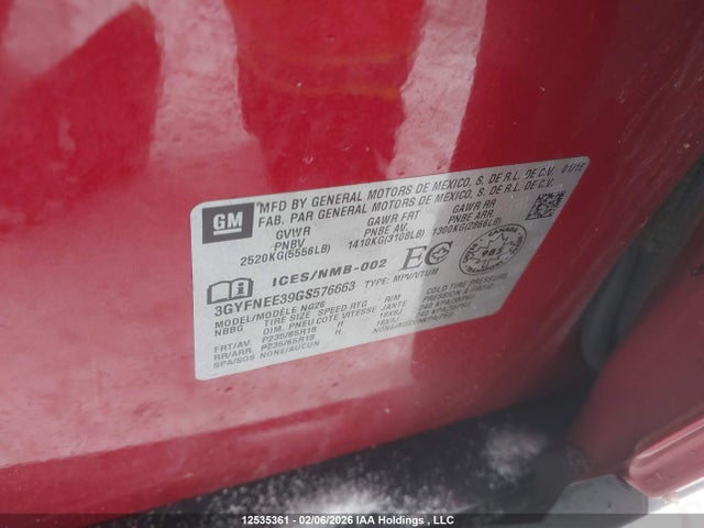 3GYFNEE39GS576663 Cadillac Srx Luxury Collection