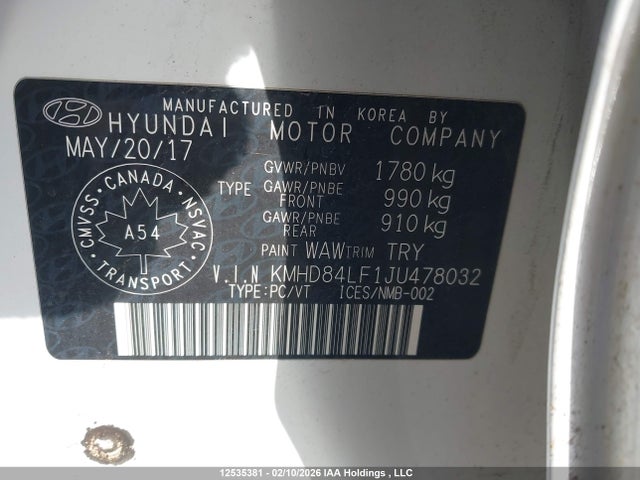KMHD84LF1JU478032 Hyundai ELANTRA GL