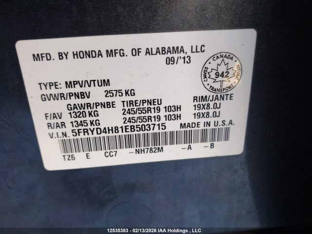 Acura Mdx Elite Package 2014 5FRYD4H81EB503715 Image 9