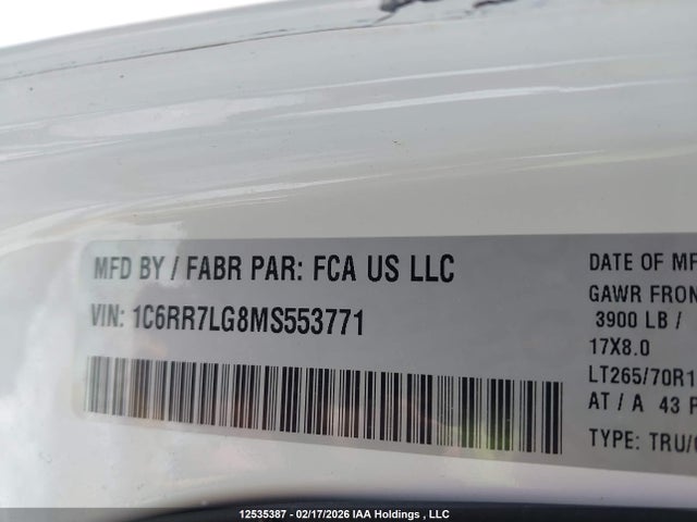 1C6RR7LG8MS553771 RAM 1500 Classic Slt