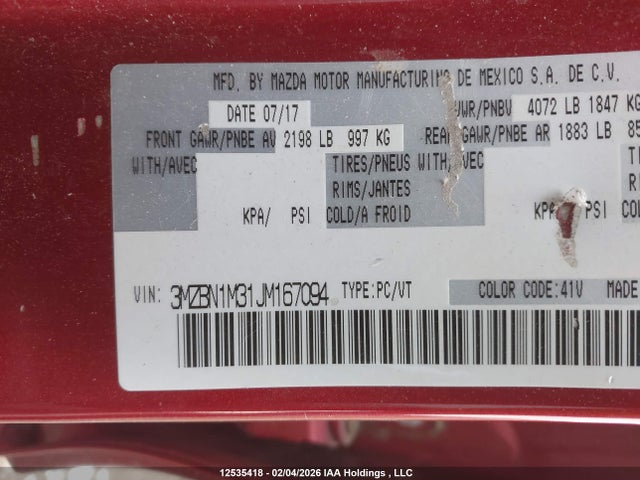 3MZBN1M31JM167094 Mazda 3 Grand Touring