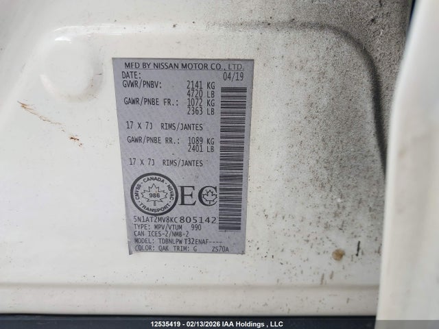 5N1AT2MV8KC805142 Nissan Rogue