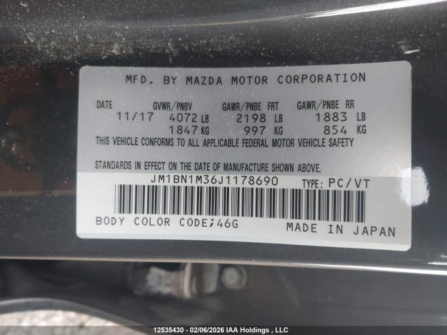 JM1BN1M36J1178690 Mazda Mazda3 Gt