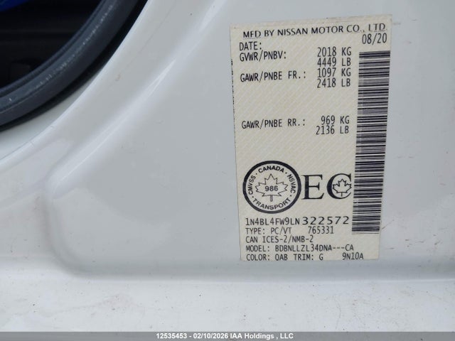Nissan Altima 2.5 Platinum 2020 1N4BL4FW9LN322572 Image 9
