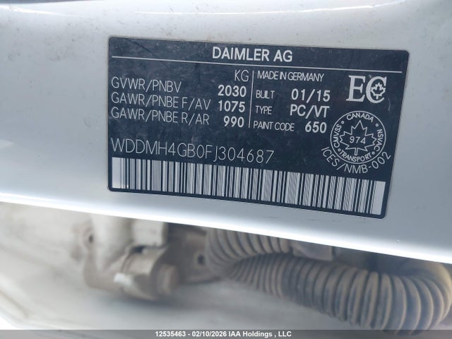 WDDMH4GB0FJ304687 Mercedes-Benz B 250 4matic Sports Tourer