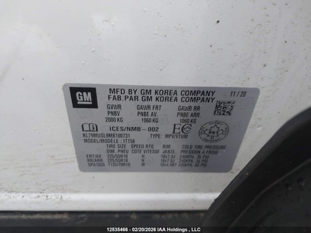 KL79MUSL9MB100731 Chevrolet Trailblazer Rs