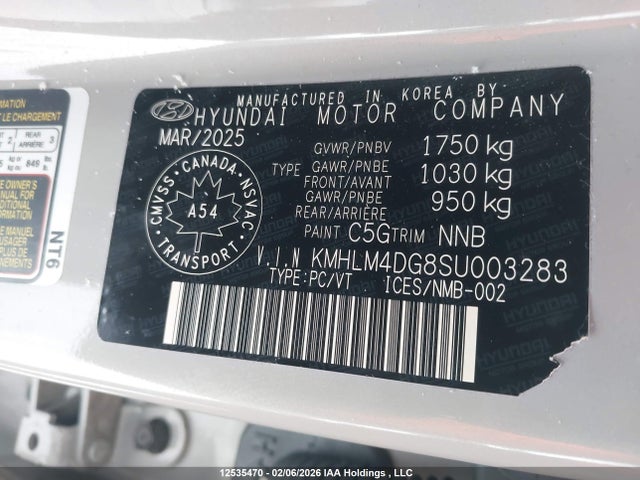 KMHLM4DG8SU003283 Hyundai Elantra Sel Sport