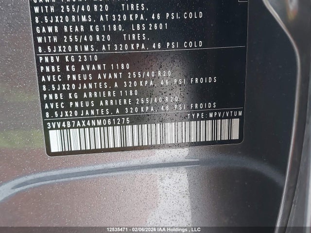 3VV4B7AX4NM061275 Volkswagen Tiguan Highline R-line