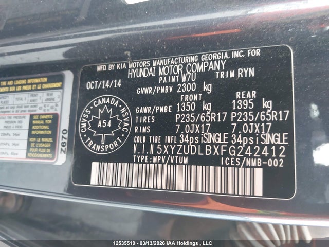 5XYZUDLBXFG242412 Hyundai Santa Fe Sport 2.4 Premium