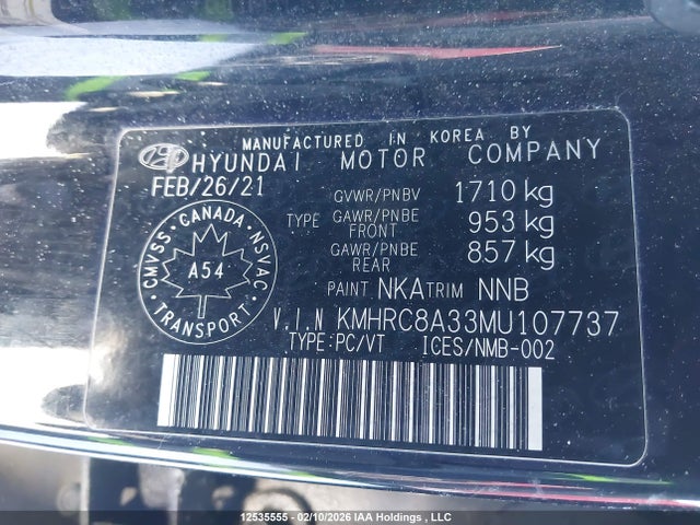 Продажа на аукционе авто 2021 Hyundai Venue Sel/denim, vin: KMHRC8A33MU107737, номер лота: 12535555