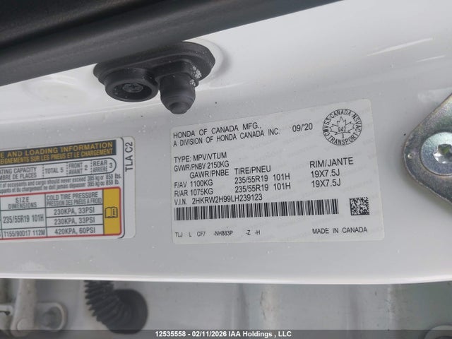 Honda Cr-v Touring 2020 2HKRW2H99LH239123 Image 17