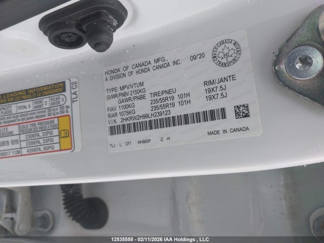 Honda Cr-v Touring 2020 2HKRW2H99LH239123 Image 9