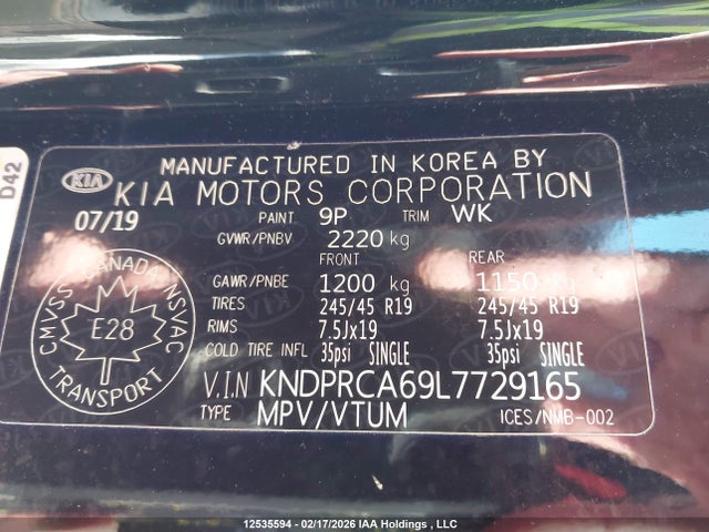 KNDPRCA69L7729165 KIA Sportage