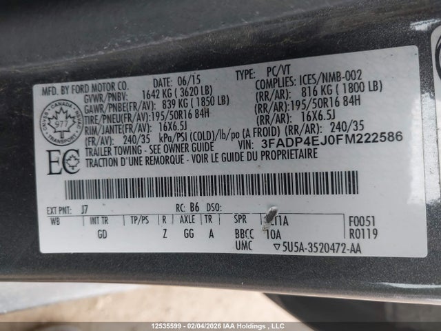 Ford FIESTA SE 2015 3FADP4EJ0FM222586 Image 19