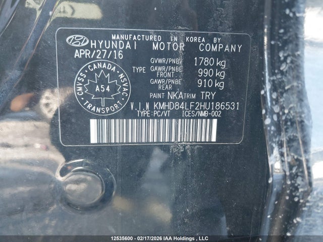 KMHD84LF2HU186531 Hyundai ELANTRA GL