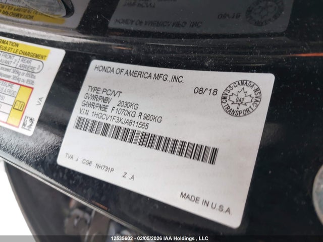 1HGCV1F3XJA811565 Honda Accord Sport