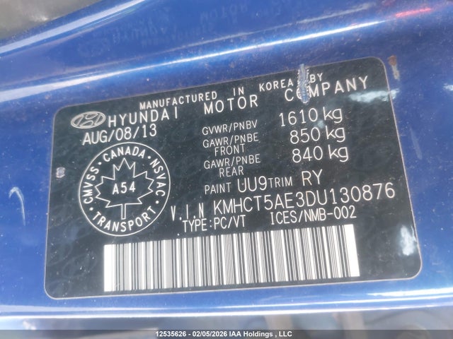 Aukcja sprzedaży 2013 Hyundai Accent Gls/gs, vin: KMHCT5AE3DU130876, numer aukcji: 12535626