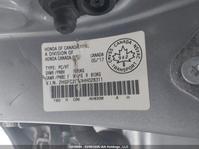 Honda Civic Lx 2017 2HGFC2F50HH028311 Image 18