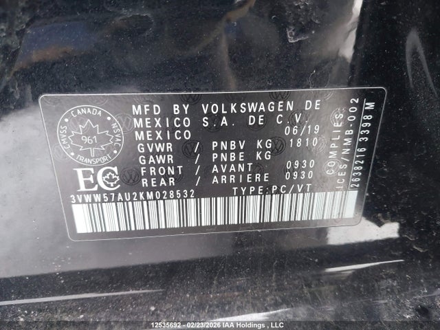 3VWW57AU2KM028532 Volkswagen Golf 1.4 Tsi Comfortline/1.4 Tsi Execline/1.4 Tsi Highline