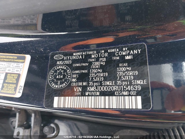 Продажа на аукционе авто 2024 Hyundai Tucson Ultimate Plug-in Hybrid Awd, vin: KM8JDDD20RU154639, номер лота: 12535715