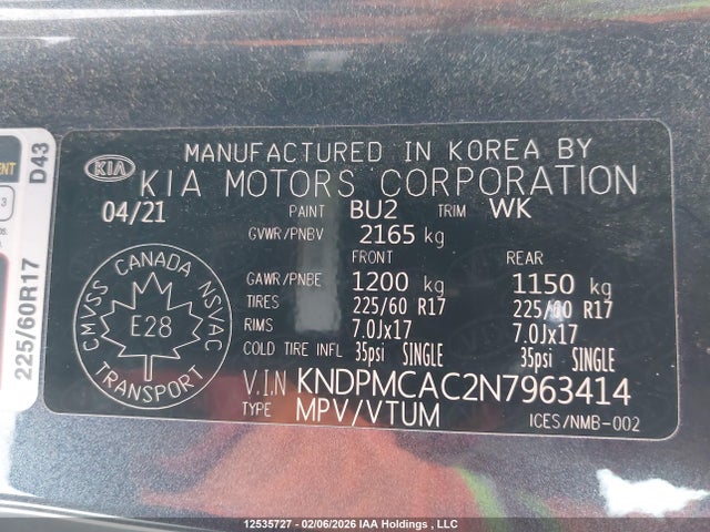 Aukcja sprzedaży 2022 Kia Sportage Lx/lx Nightsky Edition, vin: KNDPMCAC2N7963414, numer aukcji: 12535727