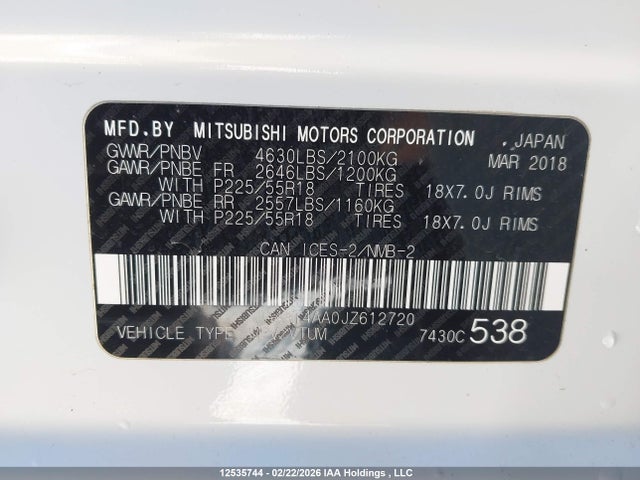 JA4AT4AA0JZ612720 Mitsubishi Eclipse Cross Gt/se