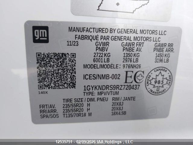 1GYKNDRS9RZ720437 Cadillac Xt5 Premium Luxury
