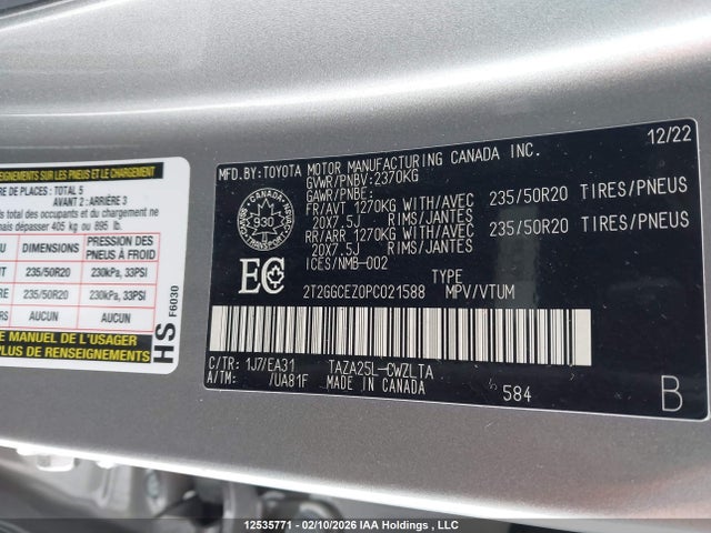 Продажа на аукционе авто 2023 Lexus Nx 350, vin: 2T2GGCEZ0PC021588, номер лота: 12535771
