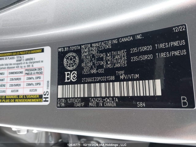 Продажа на аукционе авто 2023 Lexus Nx 350, vin: 2T2GGCEZ0PC021588, номер лота: 12535771