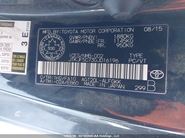 JTKJF5C73GJ016196 Scion TC