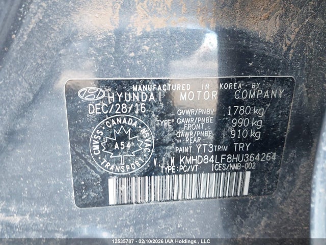 KMHD84LF8HU364264 Hyundai Elantra Se/value/limited