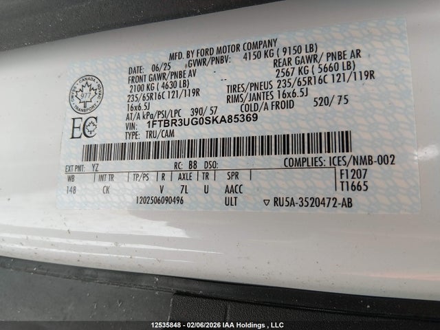 Aukcja sprzedaży 2025 Ford Transit T-250, vin: 1FTBR3UG0SKA85369, numer aukcji: 12535848