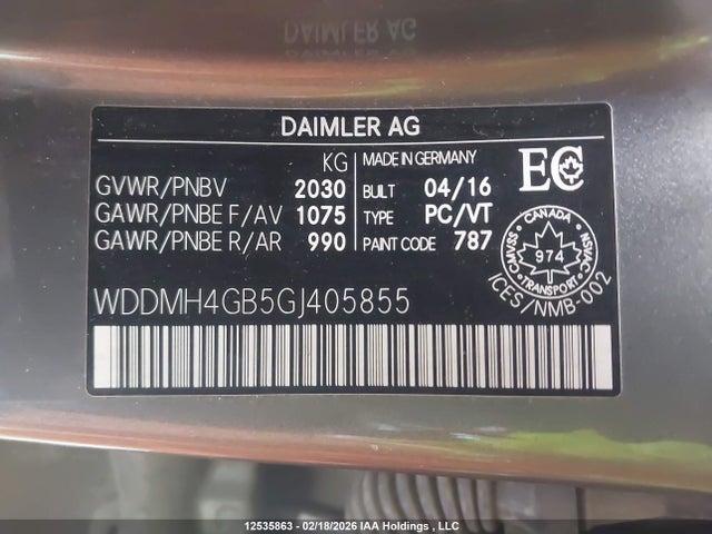 WDDMH4GB5GJ405855 Mercedes-Benz B 250 4matic