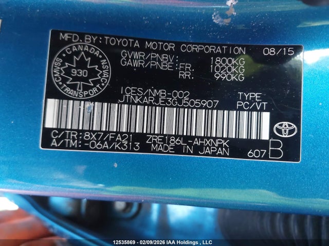 JTNKARJE3GJ505907 Toyota SCION IM
