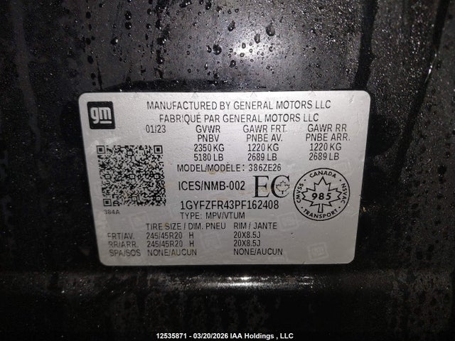1GYFZFR43PF162408 Cadillac XT4 SPORT