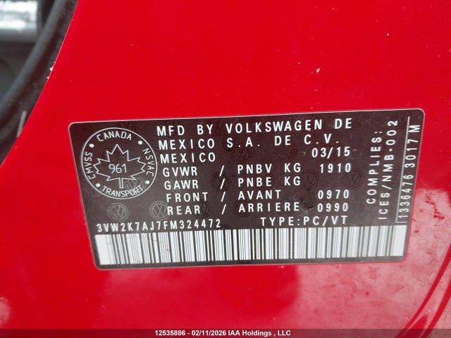 3VW2K7AJ7FM324472 Volkswagen JETTA S