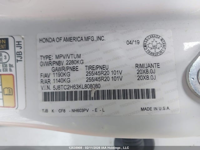 Acura Rdx A-spec 2019 5J8TC2H63KL808080 Image 9