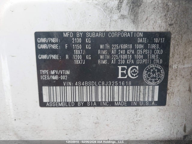 4S4BSDLC8J3251618 Subaru Outback 2.5i Limited