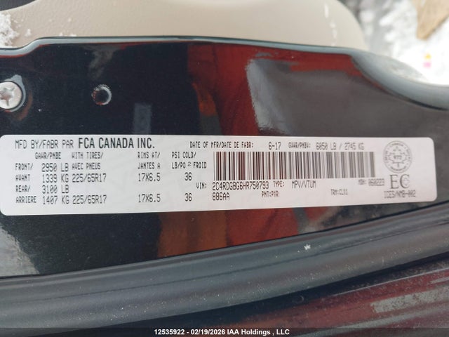2C4RDGBG6HR750793 Dodge Grand Caravan Cvp/sxt