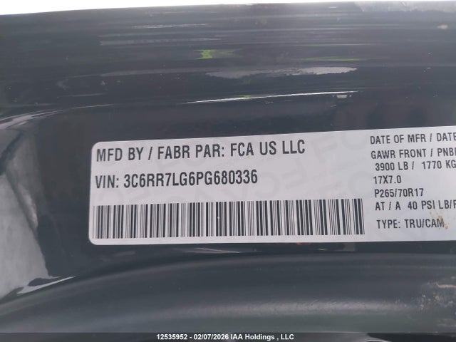 Продаж на аукціоні авто 2023 Ram 1500 Classic Slt, vin: 3C6RR7LG6PG680336, номер лоту: 12535952