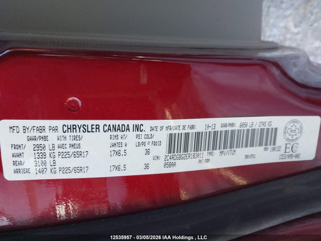 2C4RDGBG2ER183011 Dodge Grand Caravan Se/sxt