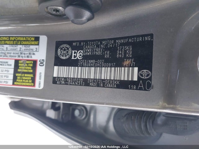 2T1BURHE0HC900917 Toyota COROLLA SE