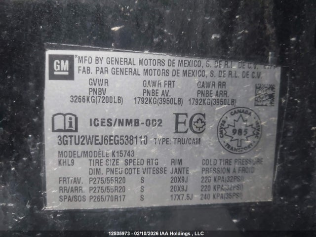 3GTU2WEJ6EG538110 GMC Sierra K1500 Denali