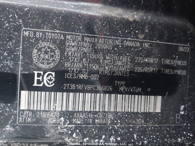 2T3B1RFV8PC366826 Toyota RAV4 LE
