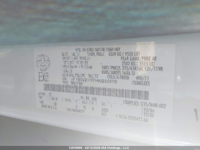 1FTBW2YG7HKB55570 Ford Transit-350